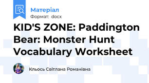 KID'S ZONE: Paddington Bear: Monster Hunt Vocabulary Worksheet