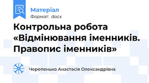 Контрольна робота «Відмінювання іменників. Правопис іменників»