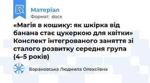 «Магія в кошику: як шкірка від банана стає цукеркою для квітки» Конспект інтегрованого заняття зі сталого розвитку середня група (4–5 років)