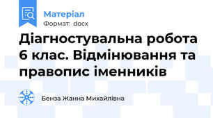 Діагностувальна робота 6 клас. Відмінювання та правопис іменників