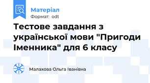 Тестове завдання з української мови "Пригоди Іменника" для 6 класу