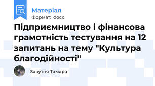 Підприємництво і фінансова грамотність тестування на 12 запитань на тему "Культура благодійності"