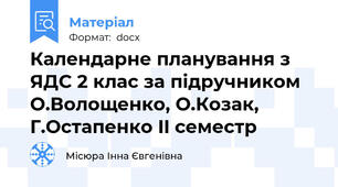Календарне планування з ЯДС 2 клас за підручником О.Волощенко, О.Козак, Г.Остапенко II семестр