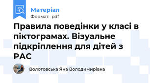 Правила поведінки у класі в піктограмах. Візуальне підкріплення для дітей з РАС