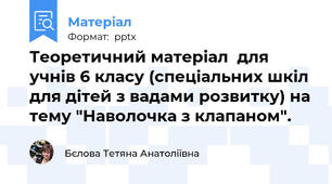 Теоретичний матеріал  для учнів 6 класу (спеціальних шкіл для дітей з вадами розвитку) на тему "Наволочка з клапаном".