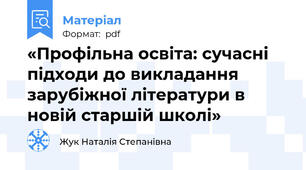 «Профільна освіта: сучасні підходи до викладання зарубіжної літератури в новій старшій школі»