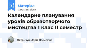 Календарне планування уроків образотворчого мистецтва 1 клас ІІ семестр