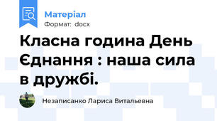 Класна година День Єднання : наша сила в дружбі.