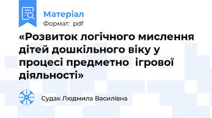 «Розвиток логічного мислення дітей дошкільного віку у процесі предметно‑ігрової діяльності»