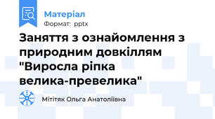 Заняття з ознайомлення з природним довкіллям  "Виросла ріпка велика-превелика"