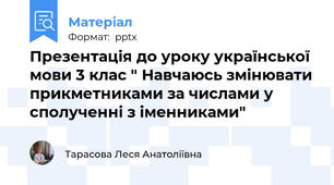 Презентація до уроку української мови 3 клас " Навчаюсь змінювати прикметниками за числами у сполученні з іменниками"