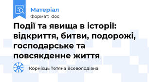 Події та явища в історії: відкриття, битви, подорожі, господарське та повсякденне життя
