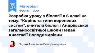 Розробка уроку з біології в 6 класі на тему: "Корінь та типи кореневих систем", вчителя біології Андріївської загальноосвітньої школи Педан Анастасії Володимирівни