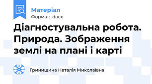 Діагностувальна робота. Природа. Зображення землі на плані і карті