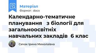 Календарно-тематичне планування   з біології для загальноосвітніх навчальних закладів  6 клас