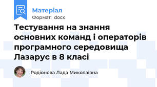 Тестування на знання основних команд і операторів програмного середовища Лазарус в 8 класі