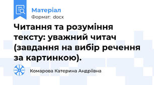 Читання та розуміння тексту: уважний читач (завдання на вибір речення за картинкою).