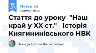 Стаття до уроку  "Наш край у XX ст."   Історія Княгининівського НВК