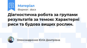 Діагностична робота за групами результатів за темою: Характерні риси та будова вищих рослин.