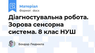 Діагностувальна робота. Зорова сенсорна система. 8 клас НУШ