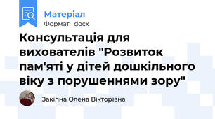 Консультація для вихователів "Розвиток пам'яті у дітей дошкільного віку з порушеннями зору"
