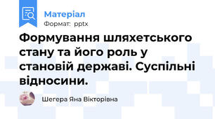 Формування шляхетського стану та його роль у становій державі. Суспільні відносини.