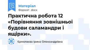 Практична робота 12 «Порівняння зовнішньої будови саламандри і ящірки».