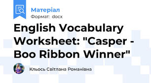 English Vocabulary Worksheet: "Casper - Boo Ribbon Winner"