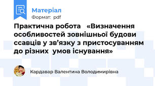 Практична робота   «Визначення особливостей зовнішньої будови ссавців у зв’язку з пристосуванням до різних  умов існування»
