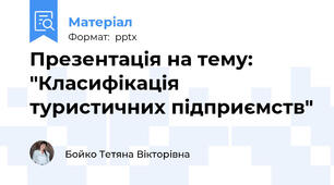 Презентація на тему: "Класифікація туристичних підприємств"