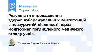 Результати впровадження здоров’язбережувальних компетенцій в позаурочній діяльності через моніторинг поглибленого медичного огляду учнів.