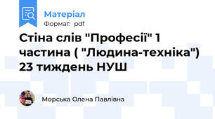 Стіна слів "Професії" 1 частина ( "Людина-техніка") 23 тиждень НУШ