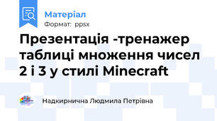 Презентація -тренажер таблиці множення чисел 2 і 3 у стилі Minecraft