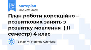 План роботи корекційно – розвиткових занять з розвитку мовлення  ( ІІ семестр) 4 клас