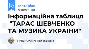 Інформаційна таблиця  "ТАРАС ШЕВЧЕНКО ТА МУЗИКА УКРАЇНИ"