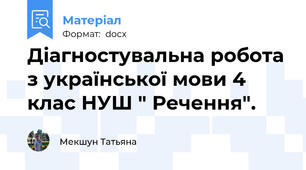 Діагностувальна робота з української мови 4 клас НУШ " Речення".