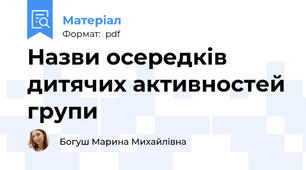 Назви осередків дитячих активностей групи