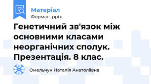 Генетичний зв'язок між основними класами неорганічних сполук. Презентація. 8 клас.