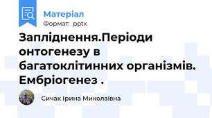 Запліднення.Періоди онтогенезу в багатоклітинних організмів. Ембріогенез .