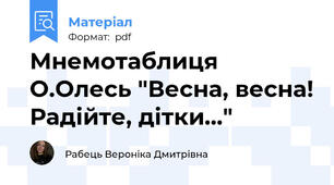 Мнемотаблиця О.Олесь "Весна, весна! Радійте, дітки..."