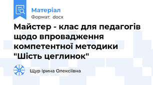 Майстер - клас для педагогів щодо впровадження компетентної методики "Шість цеглинок"