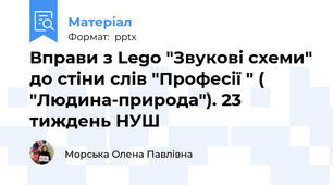 Вправи з Lego "Звукові схеми" до стіни слів "Професії " ( "Людина-природа"). 23 тиждень НУШ