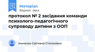 протокол № 2 засідання команди психолого-педагогічного супроводу дитини з ООП