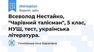 Всеволод Нестайко, "Чарівний талісман", 5 клас, НУШ, тест, українська література.