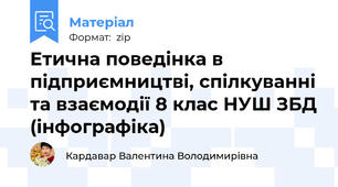Етична поведінка в підприємництві, спілкуванні та взаємодії 8 клас НУШ ЗБД (інфографіка)
