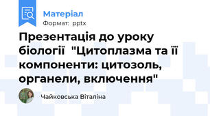 Презентація до уроку біології  "Цитоплазма та її компоненти: цитозоль, органели, включення"