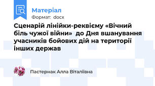 Сценарій лінійки-реквієму «Вічний біль чужої війни»  до Дня вшанування учасників бойових дій на території інших держав