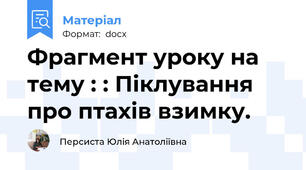 Фрагмент уроку на тему : : Піклування про птахів взимку.