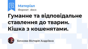 Гуманне та відповідальне ставлення до тварин. Кішка з кошенятами.