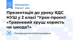 Презентація до уроку ЯДС НУШ у 2 класі "Урок-проєкт «Травневий хрущ: користь чи шкода?»